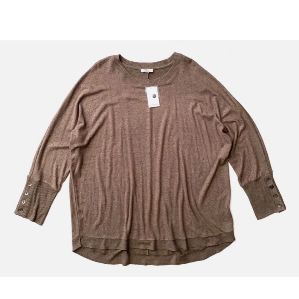 Westbound Woman Sweater Top Nwt Walnut Brown Long Sleeves w/ Buttons